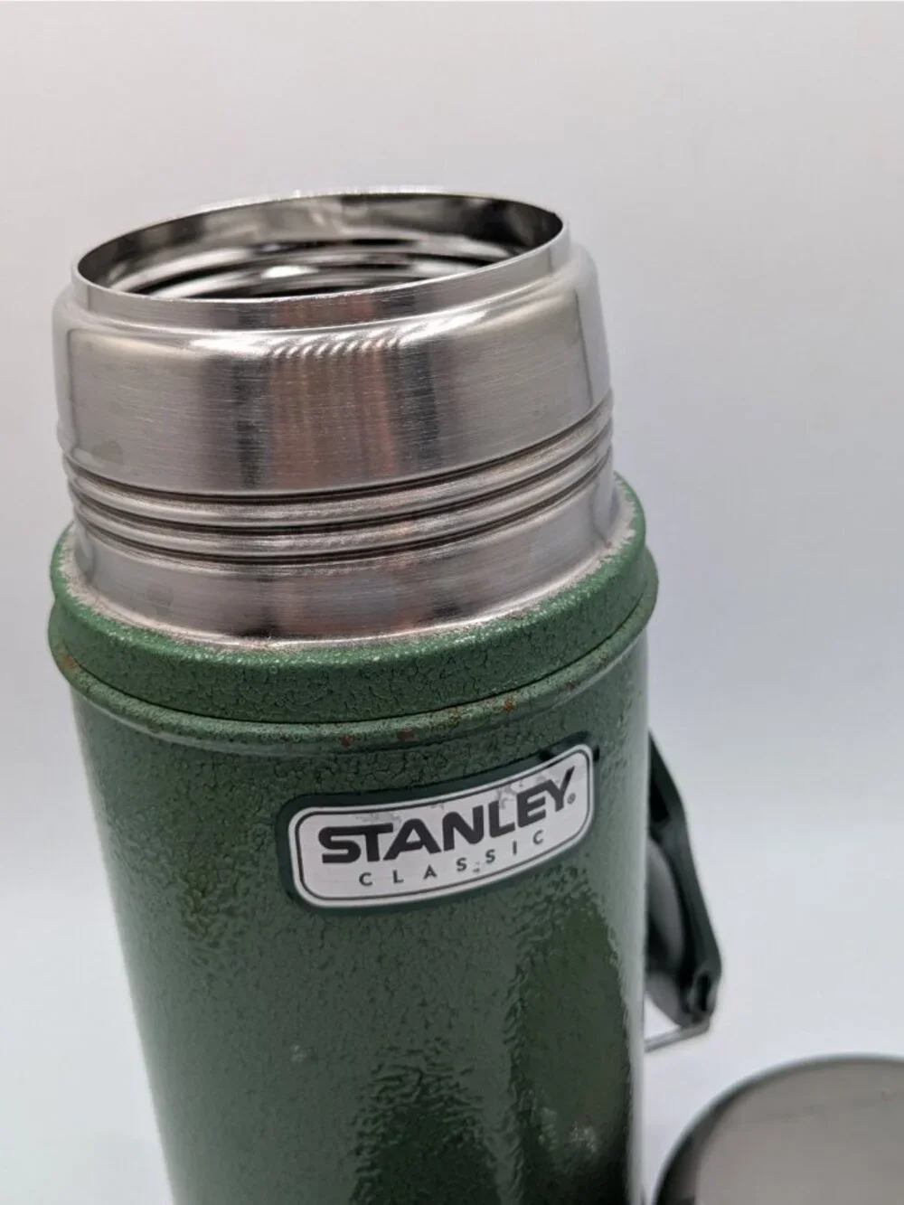 Stanley Classic 24 Ounce Wide Mouth Thermos Metal Bottle Green Vintage